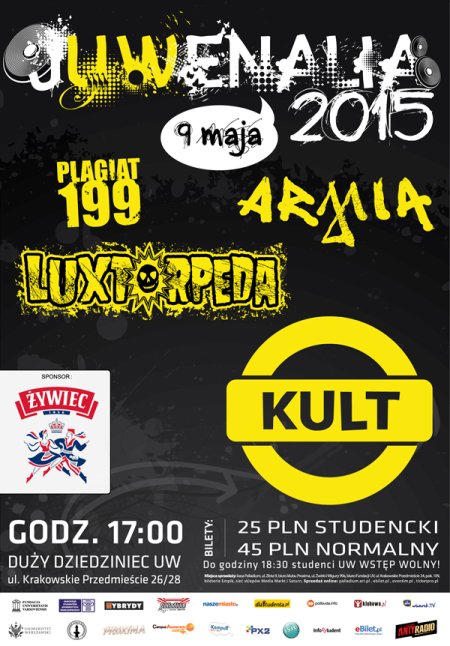 Juwenalia UW 2015: Kult, Luxtorpeda, Armia, Plagiat199 - koncert
