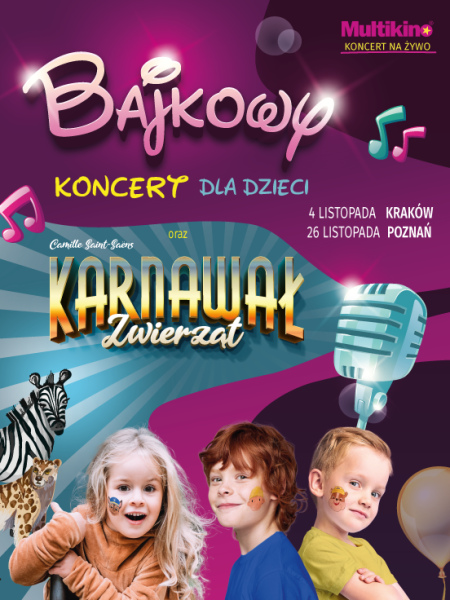 Bajkowy koncert i karnawał zwierząt - koncerty na żywo dla dzieci - dla dzieci