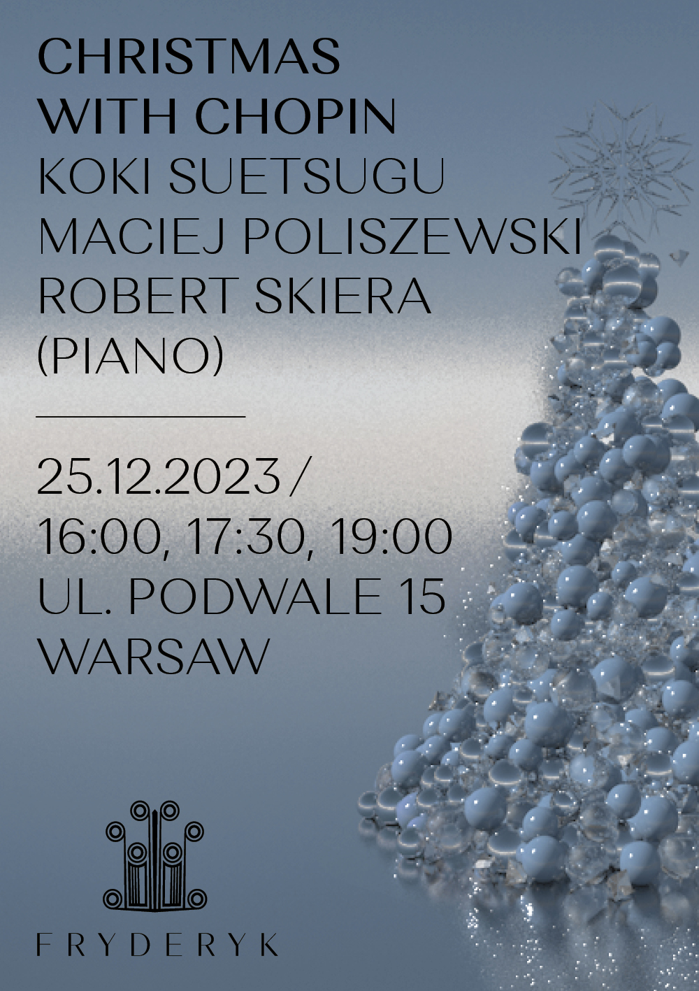 Plakat Koncert Świąteczny - Koki Suetsugu, Maciej Poliszewski, Robert Skiera 231128