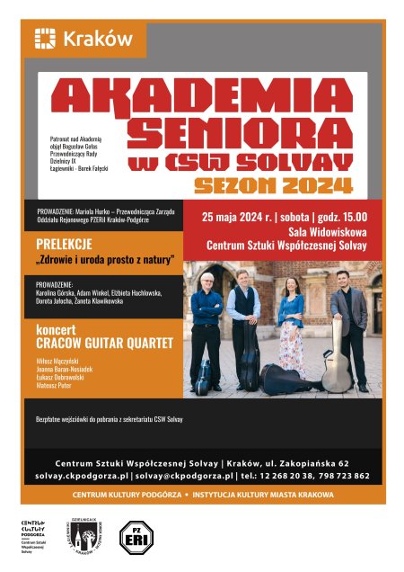 25.05.2024, godz.15.00 – AKADEMIA SENIORA Cracow Guitar Quartet - koncert