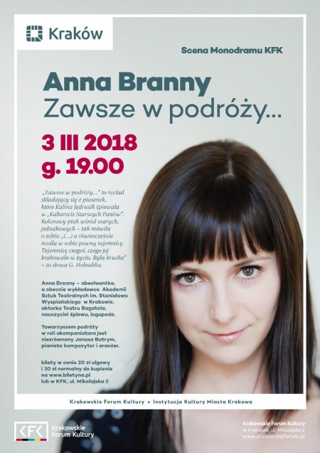 Scena Monodramu w KFK: Anna Branny „Zawsze w podróży…” - spektakl