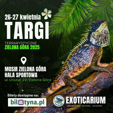 EXOTICARIUM Targi Terrarystyczne Zielona Góra - dwudniowe 26-27 kwiecień - targi