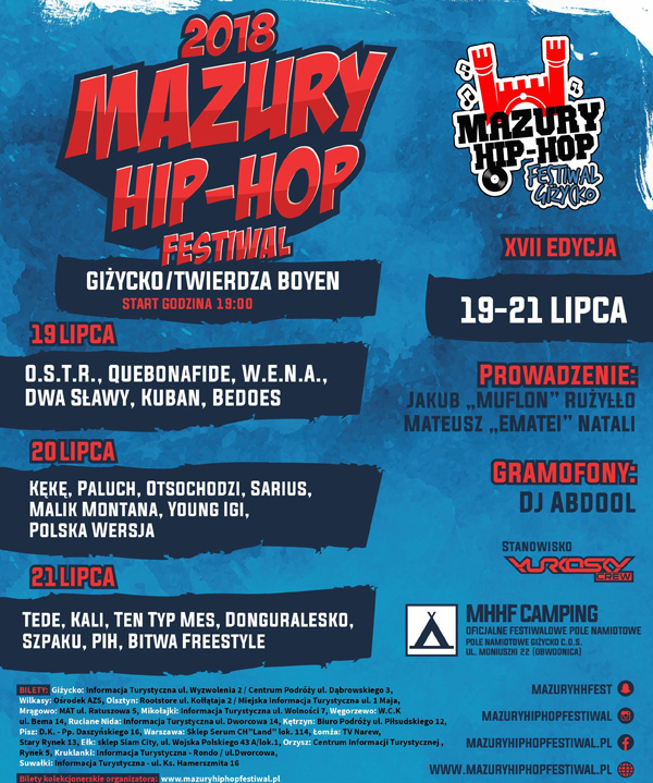 Mazury Hip Hop Festiwal Giżycko 2018 Bilety Online, Opis, Recenzje