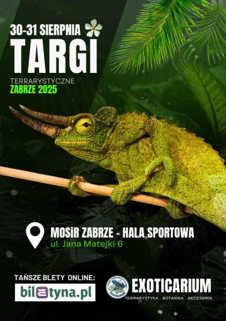 EXOTICARIUM Targi Terrarystyczne Zabrze dwudniowe 30-31 sierpnia - targi
