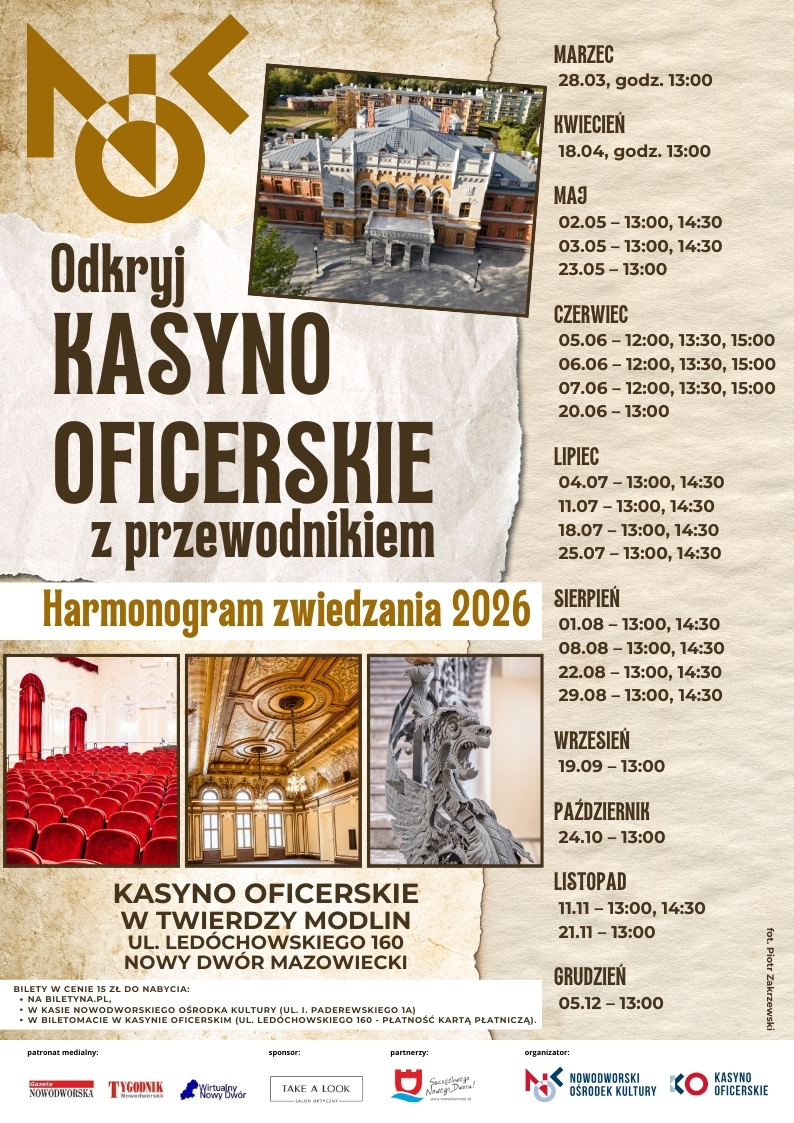 Zwiedzanie Kasyna Oficerskiego w Twierdzy Modlin z przewodnikiem Nowy Dwór Mazowiecki