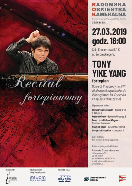 Recital fortepianowy - Tony Yang - koncert