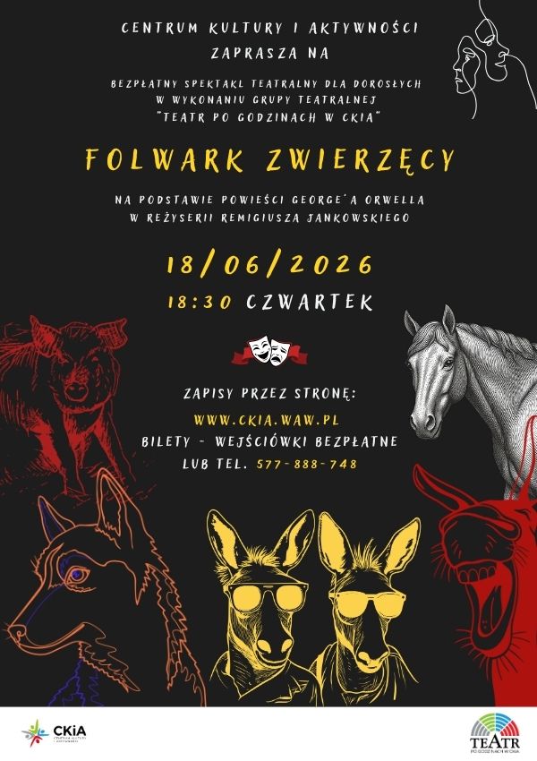 Spektakl teatralny "Folwark zwierzęcy" w wykonaniu Teatru po Godzinach Warszawa