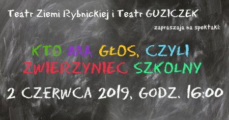 Kto ma głos, czyli Zwierzyniec Szkolny - spektakl Teatru Guziczek - dla dzieci