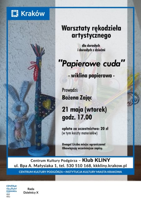 „Papierowe cuda” - warsztaty rękodzieła artystycznego. Prowadzi Bożena Zając. - inne