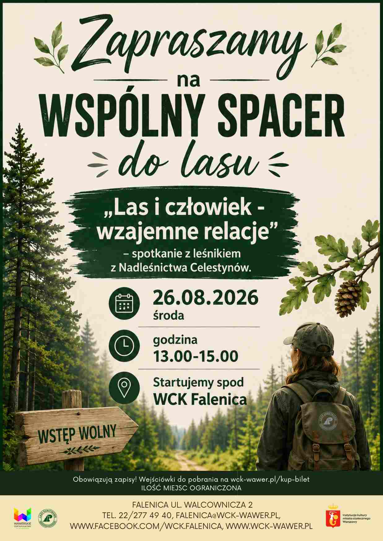 Spacer edukacyjny do lasu pt:  "Las i człowiek - wzajemne relacje" WCK Falenica Warszawa