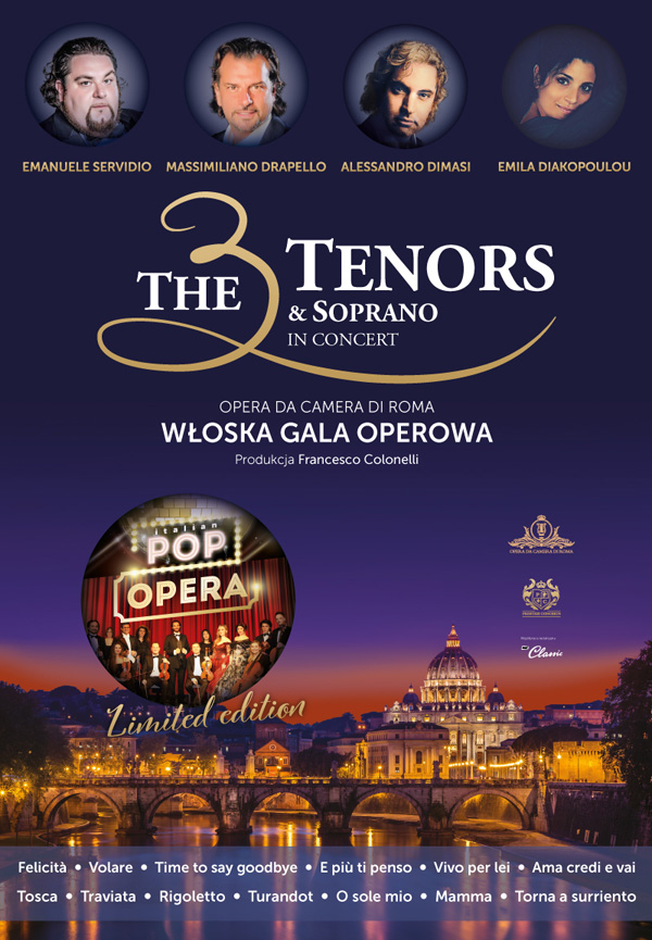 The 3 Tenors & Soprano Italian Pop Opera Bilety Online, Opis