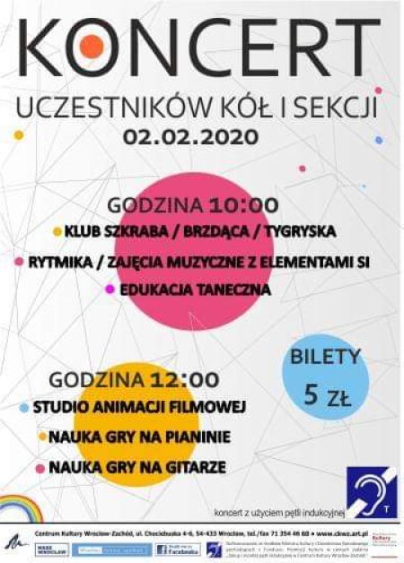 Koncert uczestników kół i sekcji - godz. 12:00 - dla dzieci