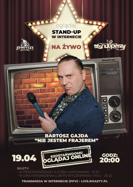 Stand-up na żywo w Internecie: Bartosz Gajda - transmisje on-line