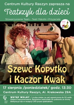 „Szewc Kopytko i Kaczor Kwak" - Teatr Malutki - Bilety na wydarzenie dla dzieci