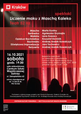 Spektakl Liczenie maku z Maschą Kaleko Teatr 52 Hz / 16.10.2021 - spektakl