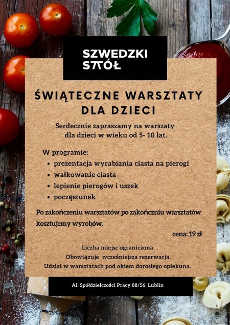 Świąteczne pierogi i uszka - Warsztaty kulinarne dla dzieci - dla dzieci