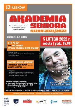 Akademia Seniora  Sezon 2021/2022 Csw Solvay & Głos Seniora - Bilety
