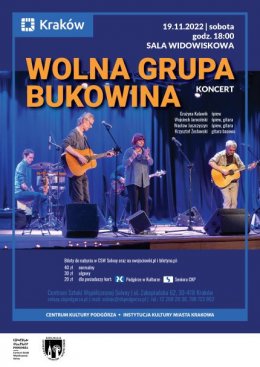 19.11.2022, godz.18.00 Koncert Zespołu Wolna Grupa Bukowina - koncert