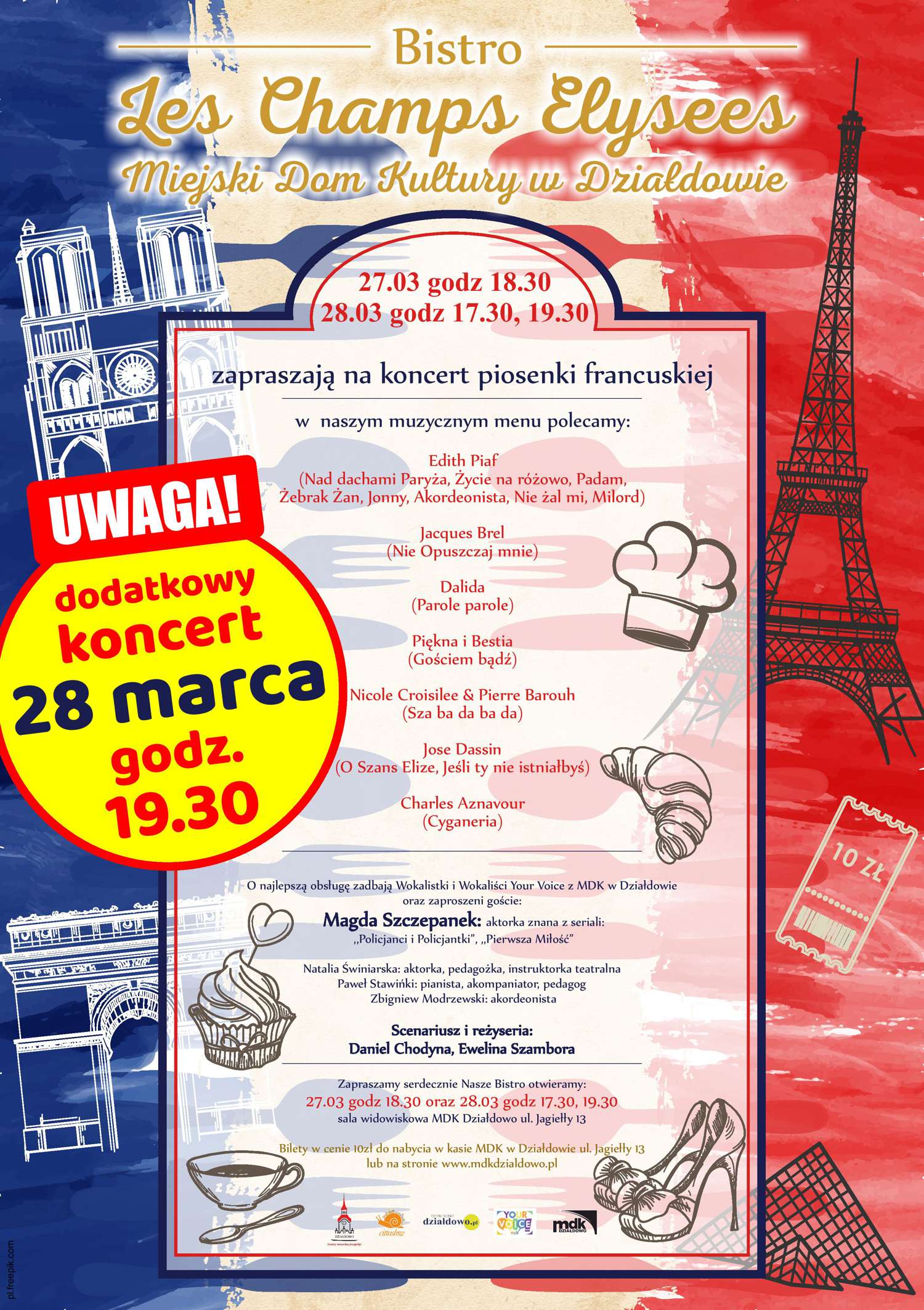 Plakat Koncert piosenki francuskiej w MDK w Działdowie 154525