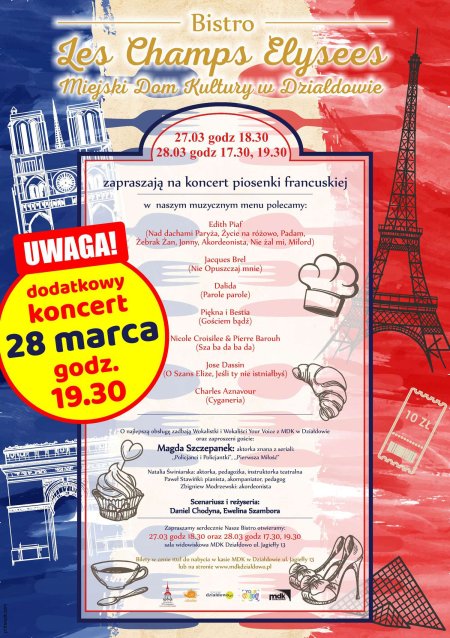 Koncert piosenki francuskiej w MDK w Działdowie - koncert