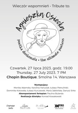 Agnieszka Osiecka, poetka doskonała - wieczór wspomnień / Tribute to Agnieszka Osiecka, the ultimate poetess