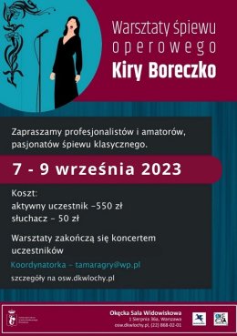 Warsztaty śpiewu operowego Kiry Boreczko