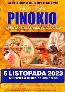 Spektakl dla dzieci "Pinokio" Teatru Mer