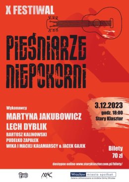 X Festiwal Pieśniarze Niepokorni - Martyna Jakubowicz, Lech Dyblik, Bartek Kalinowski, Pudełko Zapałek, Wika i Maciej Kałamarscy