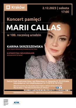 02.12.2023/sobota, godz. 17.00 – Koncert pamięci Marii Callas-w 100. Rocznicę urodzin