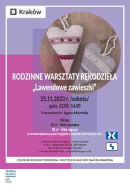 25.11.23, godz. 12.00 - Rodzinne warsztaty rękodzieła - lawendowe zawieszki