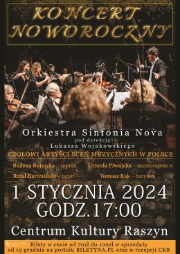 KONCERT NOWOROCZNY w wykonaniu Orkiestry Sinfonia Nova oraz czołowych artystów scen muzycznych w Polsce