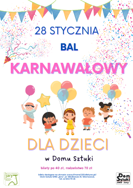 Bal karnawałowy dla dzieci w wieku 4-7 l.