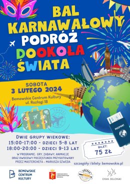 Bal karnawałowy “Podróż dookoła świata” - grupa wiekowa 9-13 lat