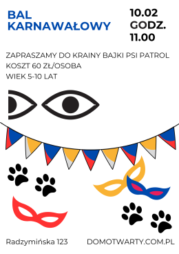 Bal karnawałowy w klimacie Psiego Patrolu