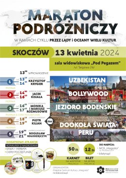 KARNET Maraton podróżniczy w ramach cyklu   „Przez lądy i oceany wielu kultur”,   13 kwietnia 2024 roku