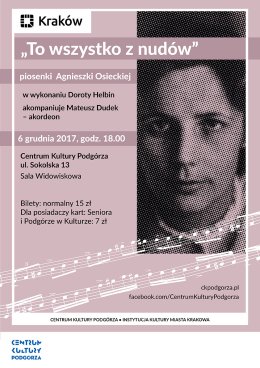 Koncert "To wszystko z nudów - piosenki Agnieszki Osieckiej"