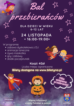 Bal przebierańców dla dzieci (6-12 lat)