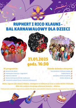 BAL KARNAWAŁOWY DLA DZIECI - RUPHERT I RICO KLAUNI