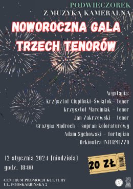 „NOWOROCZNA GALA TRZECH TENORÓW ” Koncert z cyklu „Podwieczorek z muzyką kameralną”.