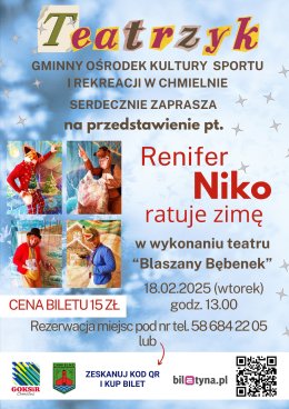 Teatr ,,Blaszany Bębenek" pt. Renifer Niko ratuje zimę