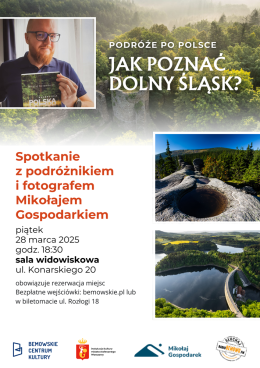 Spotkanie z podróżnikiem Mikołajem Gospodarkiem “Jak poznać Dolny Śląsk?”