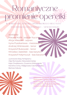 "Romantyczne promienie operetki" - koncert w wykonaniu zespołu Belcanto