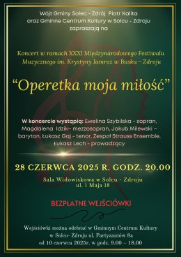 "Operetka moja miłość" Koncert operetkowy - Sala Widowiskowa w Solcu-Zdroju