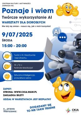 TWORCZE WYKORZYSTANIE AI - WARSZTATY DLA DOROSŁYCH