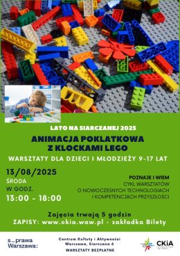 Animacja poklatkowa z klockami lego. Warsztaty dla dzieci i młodzieży w wieku 9-17 lat.