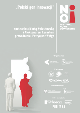 „Polski gen innowacji” | spotkanie z prof. Martą Kwiatkowską i Aleksandrem Lenartem | prowadzenie: Patrycjusz Wyżga