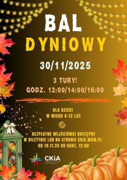 Bal dyniowy dla dzieci w wieku 4-12 lat