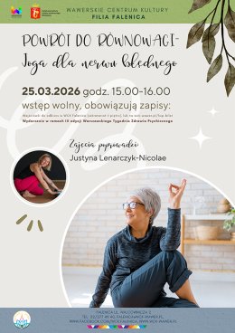 Warsztaty "Joga dla nerwu błędnego - powrót do równowagi" w WCK Falenica
