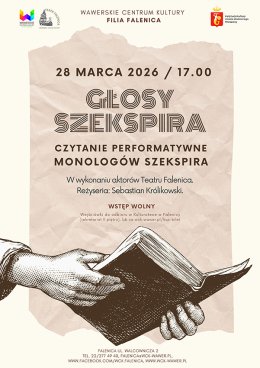 "Głosy Szekspira" - czytanie performatywne monologów Szekspira w WCK Falenica