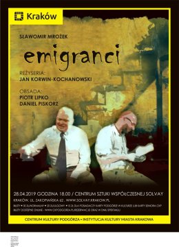 Spektakl "Emigranci" Sławomira Mrożka/Krakowska Scena Klasyczna
